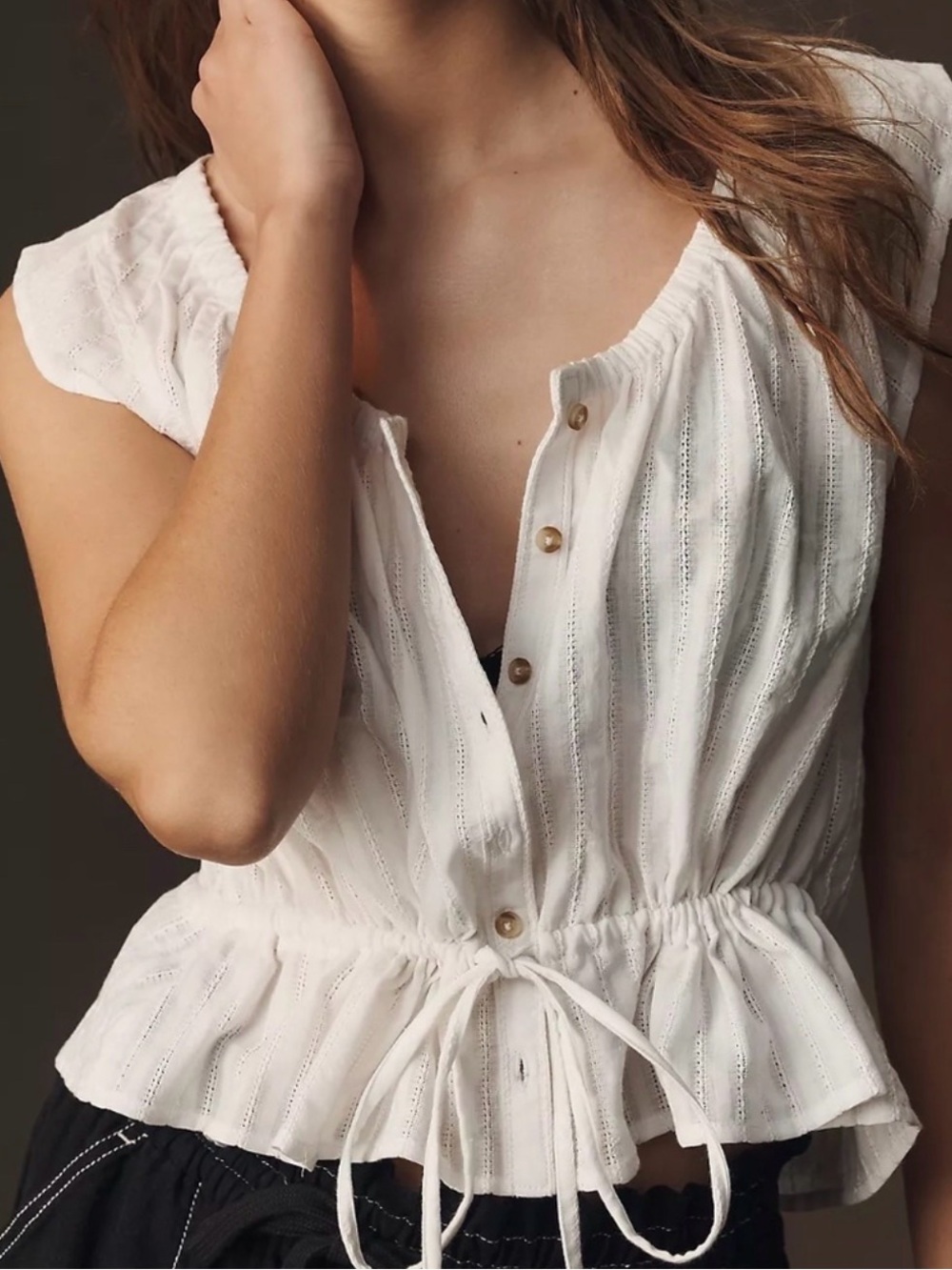 Anthropologie Pilcro Tie-Waist Blouse